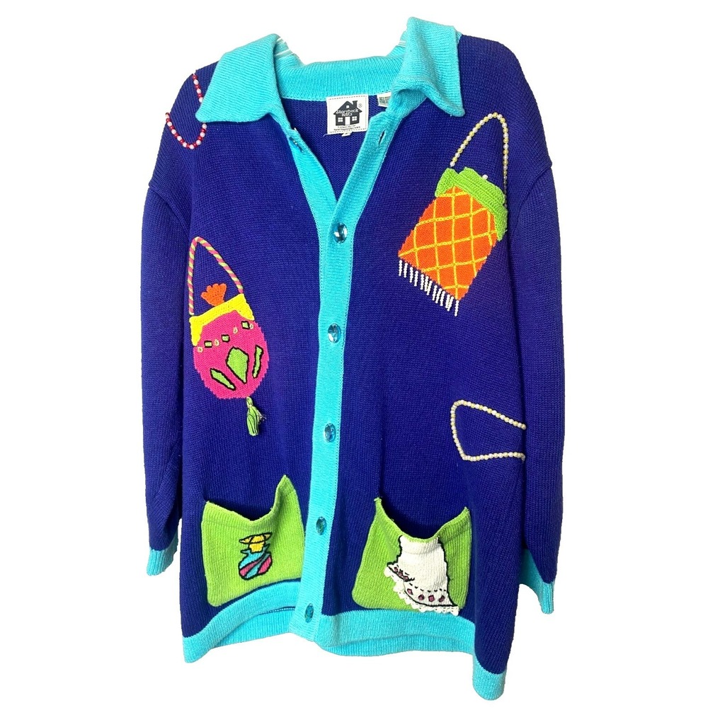 Storybook Knits sweater‎ womens embroidered beaded academia teacher size large
